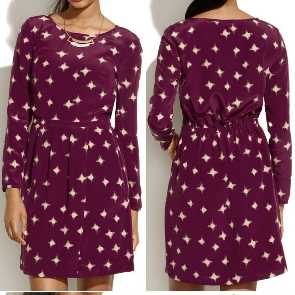 Madewell Inkbrush Starburst Silk Dress 4